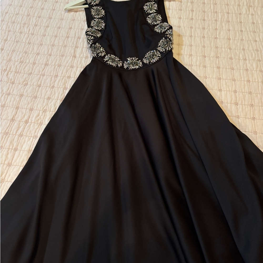 Ted Baker London Black Dress with Silver Floral Accents